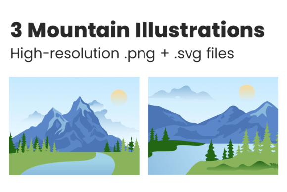 3 Mountain Scenery Illustrations SVG: Graphics Review