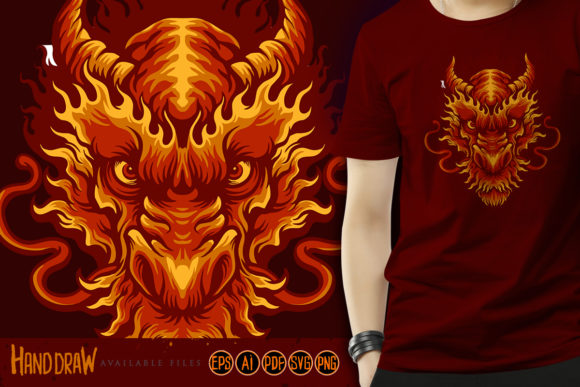 Angry Head Red Dragon Graphics & Illustrations
