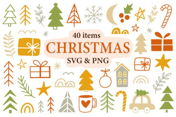 Christmas SVG PNG Doodle Illustrations Graphics Review