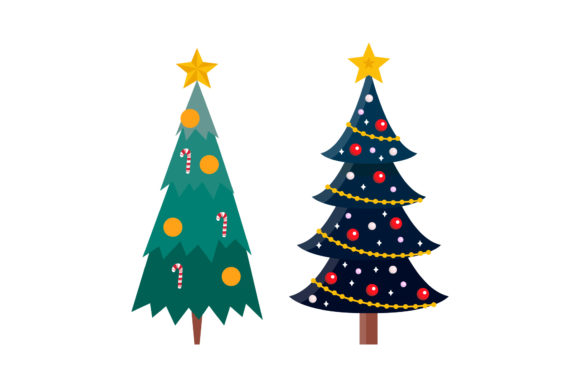 Christmas Tree Set Vector Illustrations & Graphics