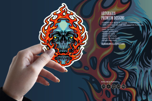 Fire Skull Head Mascot Graphics and Illustrations Review