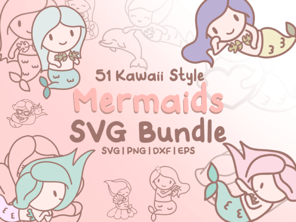 Kawaii Mermaids SVG Illustrations: Graphics Review