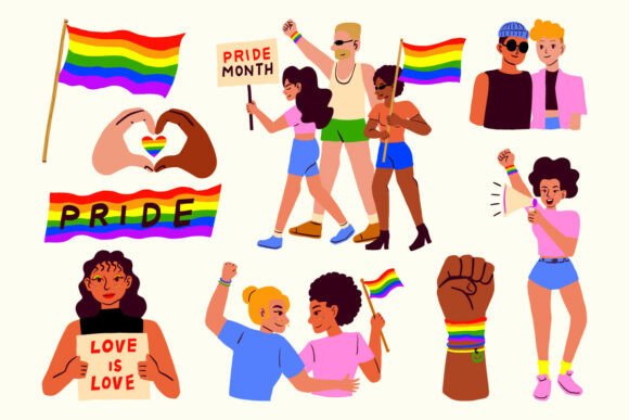 LGBT Pride Celebration Rainbow Flags Set Graphics Review