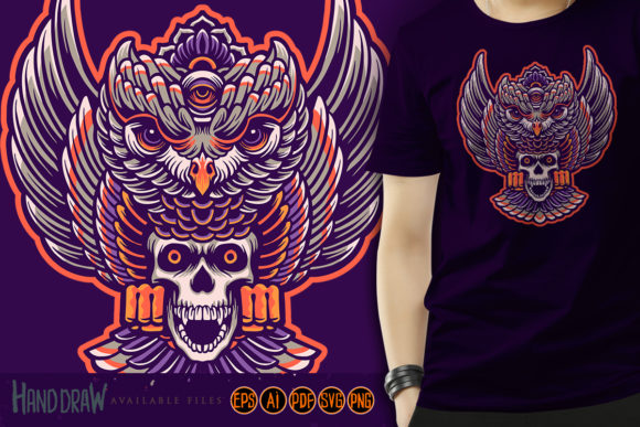 Owl Mystical with Skull Illustrations: A Unique Graphics Asset