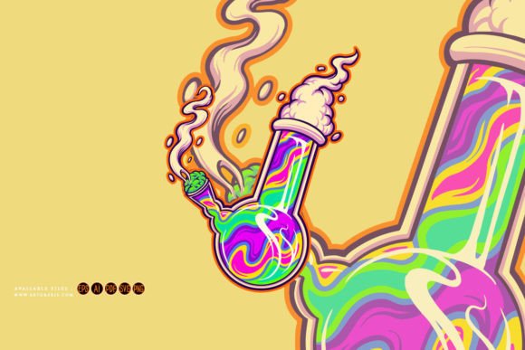 Review: Cannabis Smoke Glass Bong Illustrations for Graphics